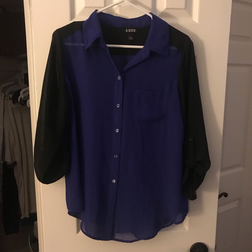 Blue button down blouse